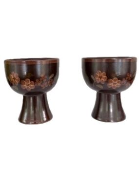 Pair Basque Royal Doulton Earthenware Pedestal Goblets